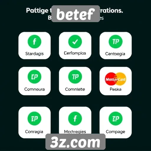 Métodos de pagamento disponíveis no betef